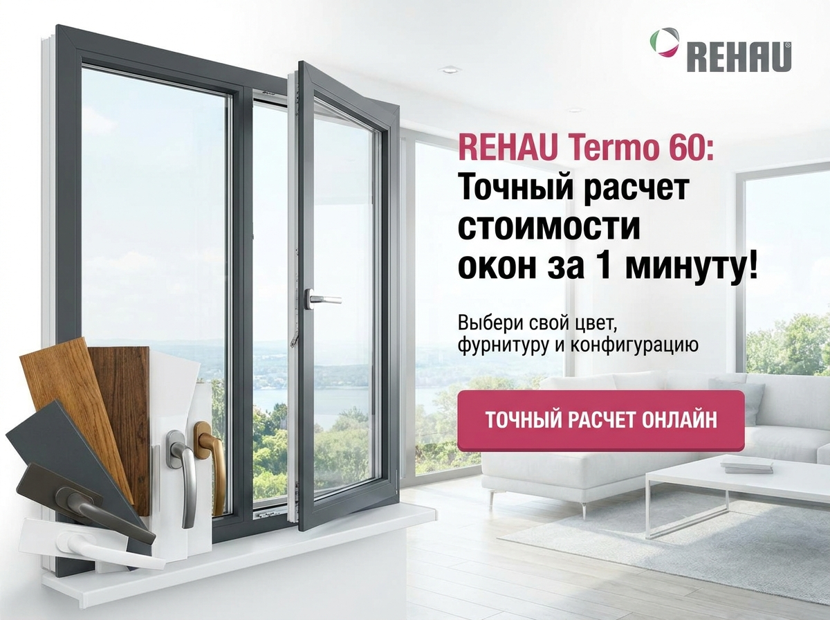 Рассчитайте стоимость окон REHAU TERMO под ваши размеры