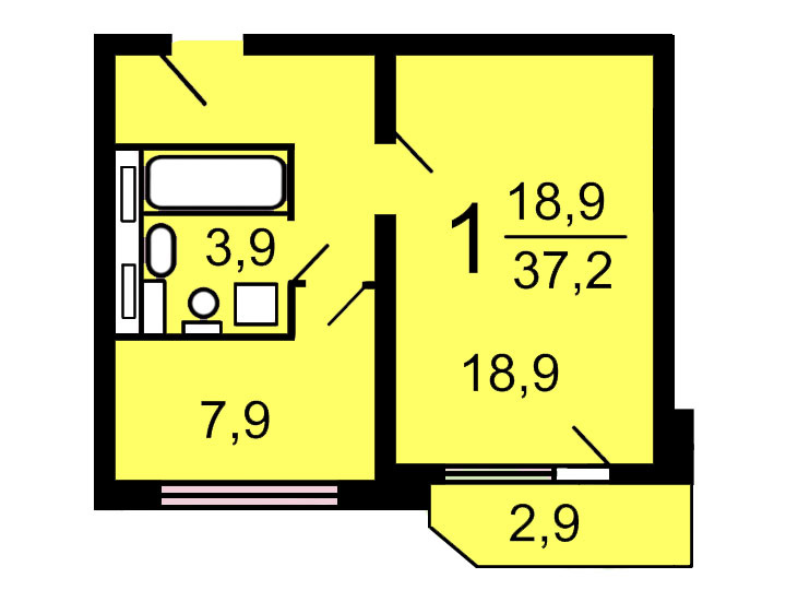 П-44 однокомнатная с балконом