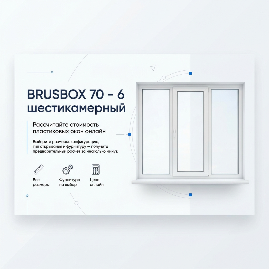Рассчитайте стоимость шестикамерных окон Brusbox 70-6 за 1 минуту: онлайн-калькулятор по вашим размерам