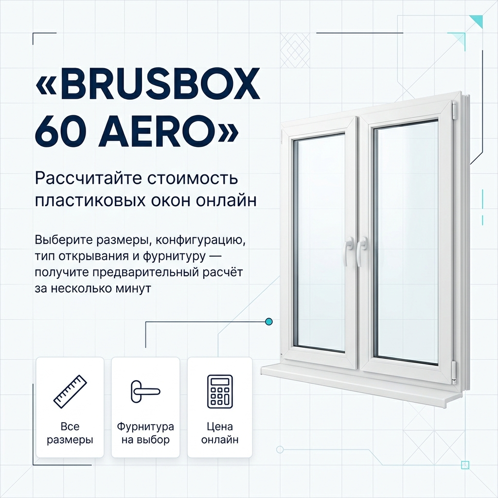 Рассчитайте стоимость окон Brusbox 60 Aero за 1 минуту: онлайн-калькулятор по вашим размерам