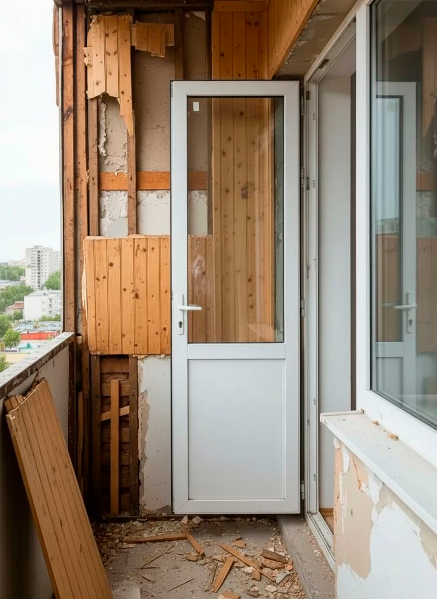 Демонтаж покрытий стен балконов и лоджий 