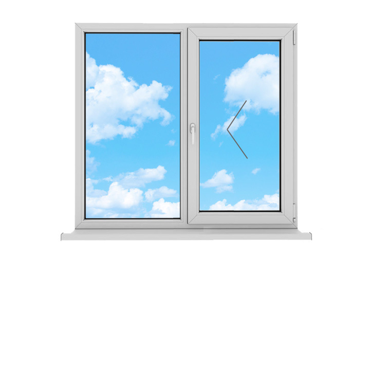 Пластиковое окно 1300 x 1520 Brusbox 60 Aero + LPT (Futurs) двухстворчатое (Г+П)