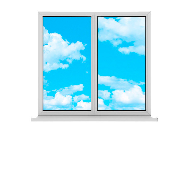 Пластиковое двухстворчатое окно Brusbox 60 мм без фурнитуры ширина 1000 высота 600 глухое (ГпГп)