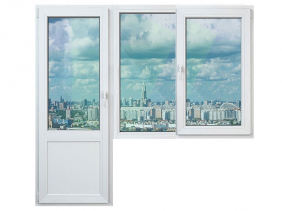  Балконный блок с двухстворчатым окном Gealan S 8000 Roto 1940x2070 П-Г-ПО-К