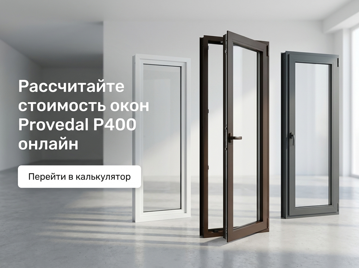 Рассчитайте стоимость холодных алюминиевых окон глухи и распашных  Provedal P400 (40 мм)
