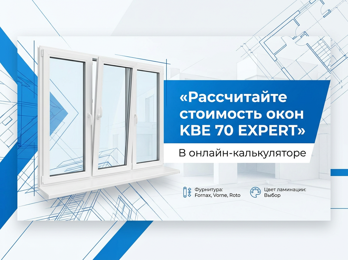 Цены на пластиковые окна KBE Expert - в зависимости от фурнитуры, конфигурации и состава заказа.
