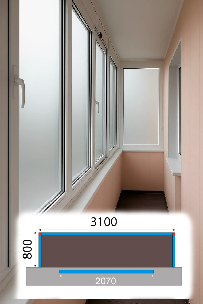 Отделка П-образного балкона в домах серии I-515