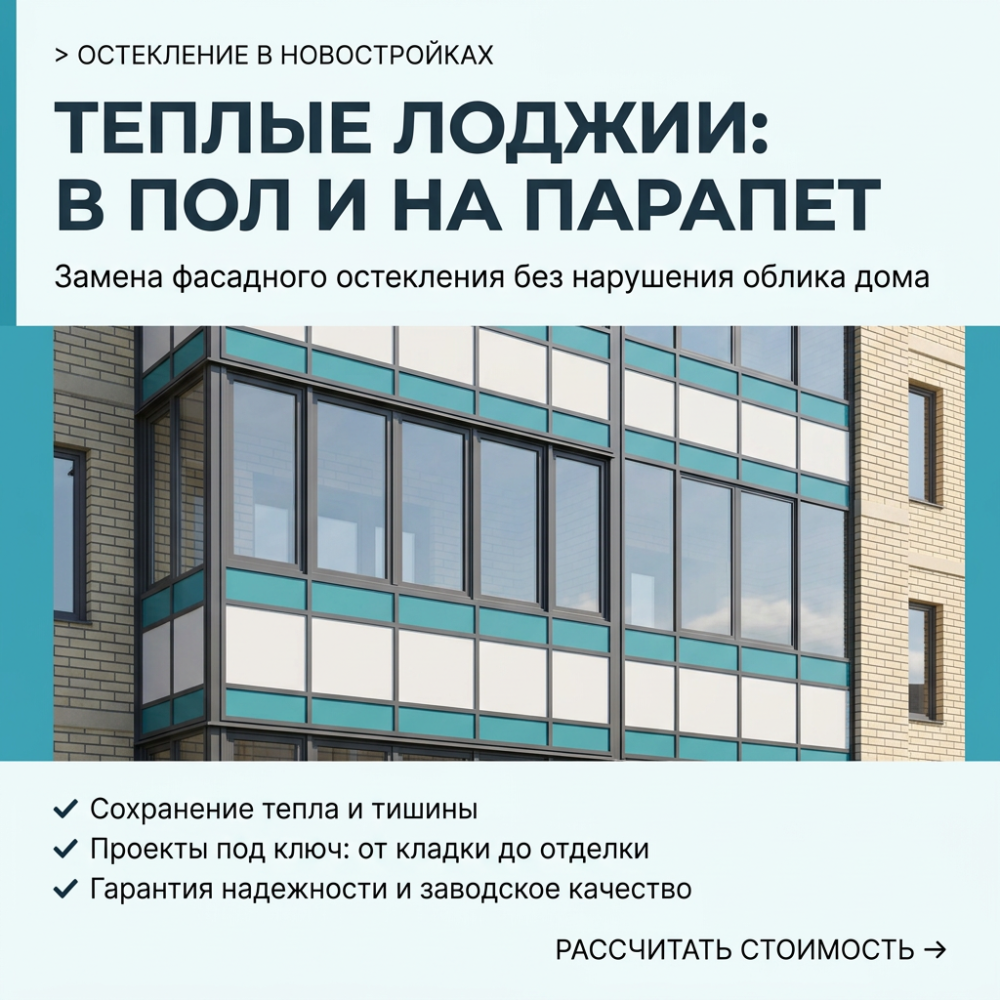 Остелкение балконов и лоджий в новостройках - пример Дзержинский Микрорайон 5А
