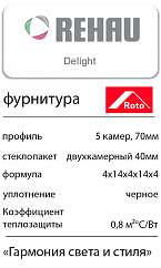 Теплое Rehau Delight фурнитура Roto