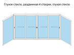 Глухое стекло, раздвижная 4 створки, глухая стекло