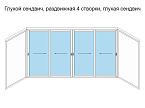 Глухой сендвич, раздвижная 4 створки, глухая сендвич
